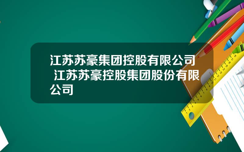 江苏苏豪集团控股有限公司 江苏苏豪控股集团股份有限公司